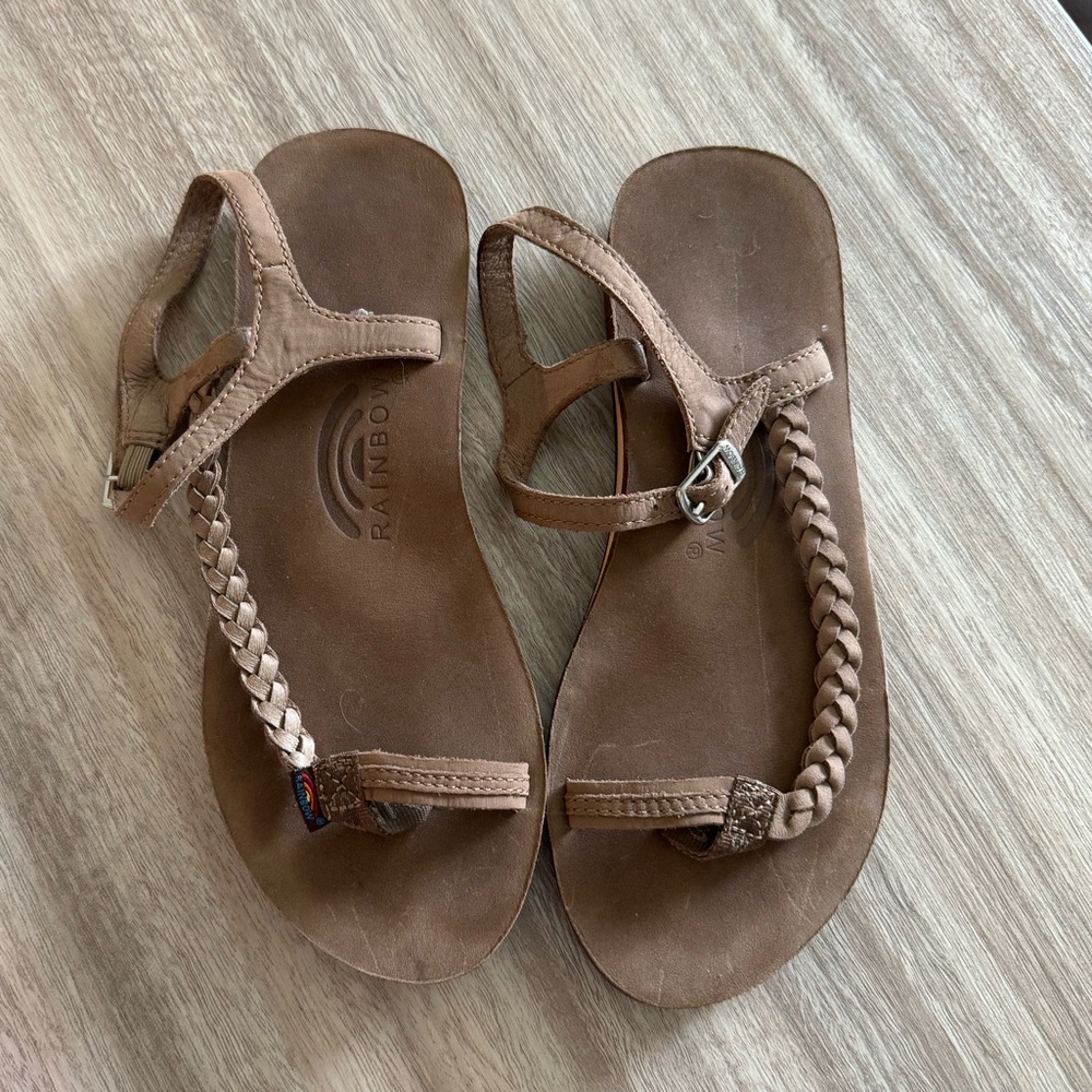 Rainbow Braided Strap Sandals - image 1